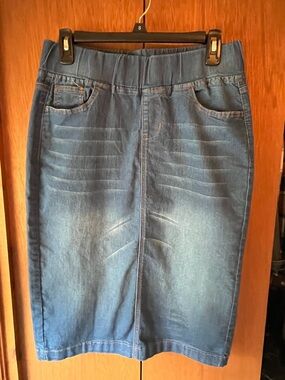 Be-Girl Stretch Denim Pencil Skirt